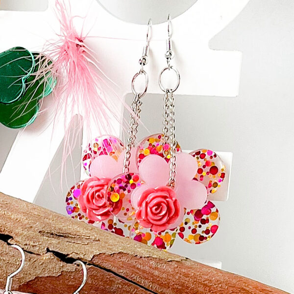 Boucles d'oreilles "Fleur colorée"