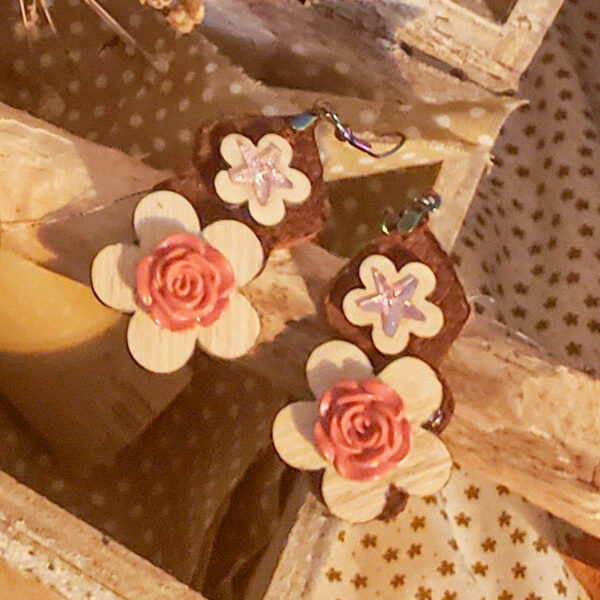 Boucles d'oreilles "Fleurs roses"